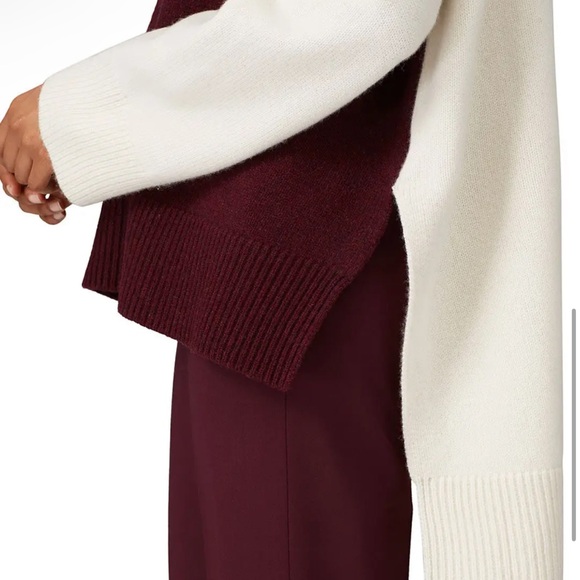 $795 Co 100% Wool Color Block Asymmetric Turtleneck Sweater - Picture 7 of 11